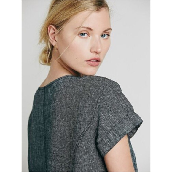 NWT Free People Endless Shore Linen Dress Crew Neck Cuffed Sleeve Sheath Small - Picture 4 of 8